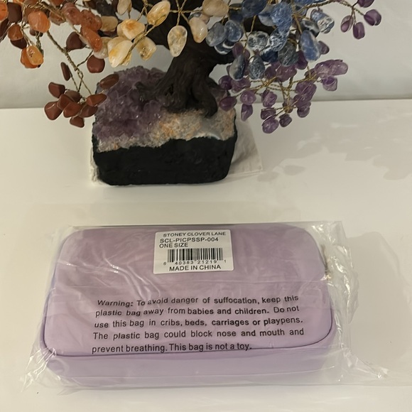 Stoney Clover Lane Small Pouch with "skincare" patch, Wisteria Purple/ Lilac - Picture 5 of 8